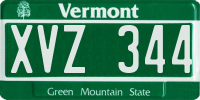 VT license plate XVZ344