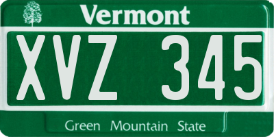 VT license plate XVZ345