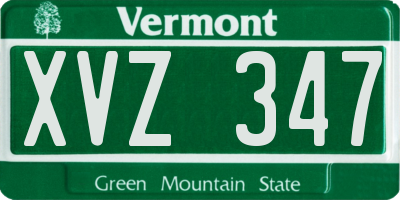 VT license plate XVZ347