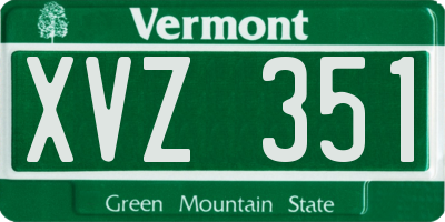VT license plate XVZ351