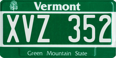 VT license plate XVZ352