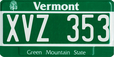 VT license plate XVZ353