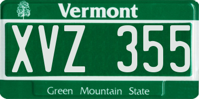 VT license plate XVZ355