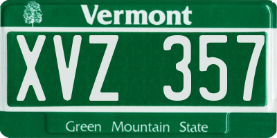 VT license plate XVZ357