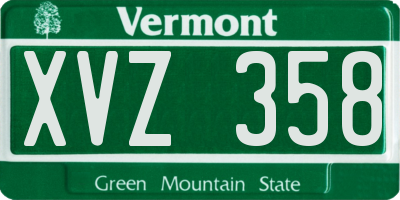 VT license plate XVZ358
