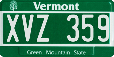 VT license plate XVZ359