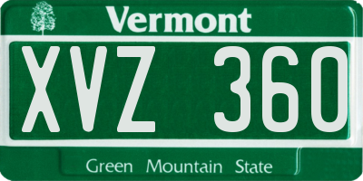 VT license plate XVZ360