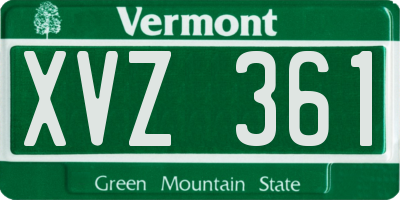 VT license plate XVZ361