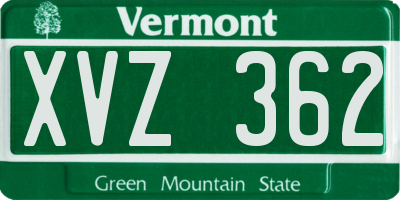 VT license plate XVZ362