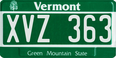 VT license plate XVZ363