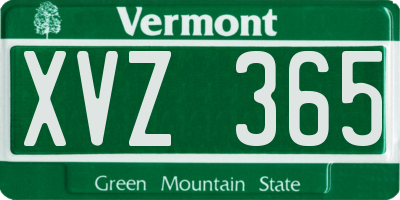 VT license plate XVZ365