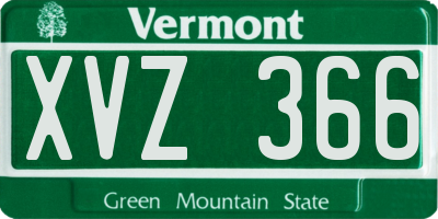 VT license plate XVZ366