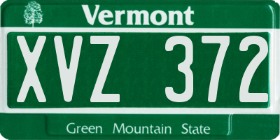 VT license plate XVZ372