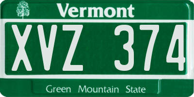 VT license plate XVZ374