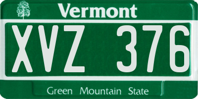 VT license plate XVZ376