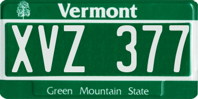 VT license plate XVZ377