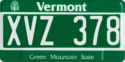 VT license plate XVZ378
