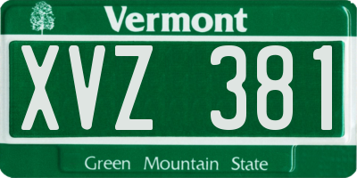 VT license plate XVZ381