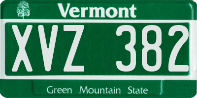 VT license plate XVZ382