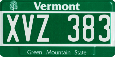 VT license plate XVZ383
