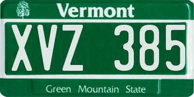VT license plate XVZ385