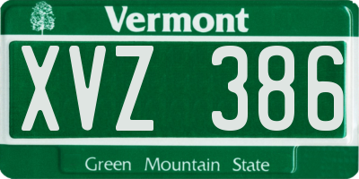 VT license plate XVZ386