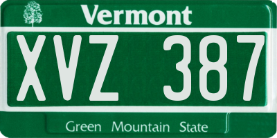 VT license plate XVZ387