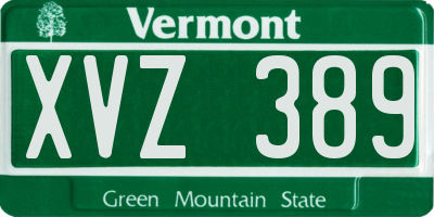 VT license plate XVZ389