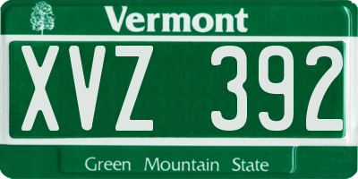 VT license plate XVZ392