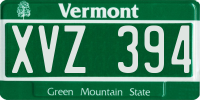 VT license plate XVZ394
