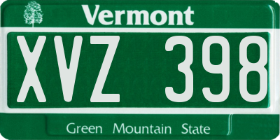 VT license plate XVZ398