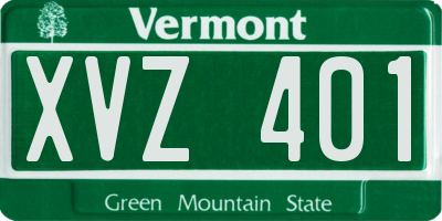 VT license plate XVZ401