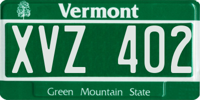 VT license plate XVZ402