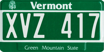 VT license plate XVZ417