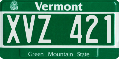 VT license plate XVZ421