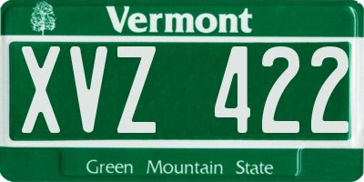 VT license plate XVZ422
