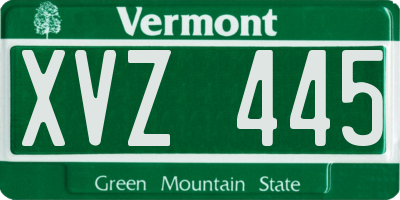 VT license plate XVZ445