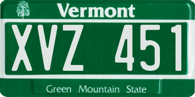 VT license plate XVZ451