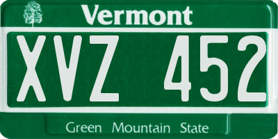 VT license plate XVZ452