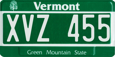 VT license plate XVZ455
