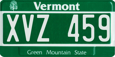 VT license plate XVZ459