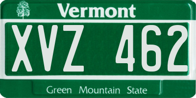 VT license plate XVZ462