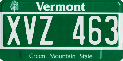 VT license plate XVZ463