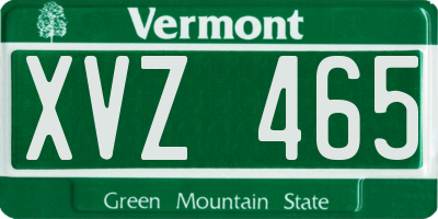 VT license plate XVZ465