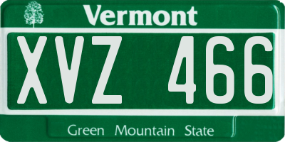 VT license plate XVZ466