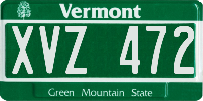 VT license plate XVZ472