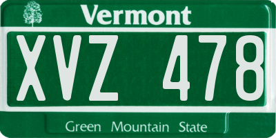 VT license plate XVZ478