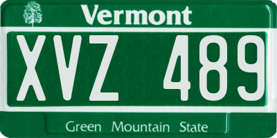 VT license plate XVZ489