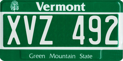 VT license plate XVZ492