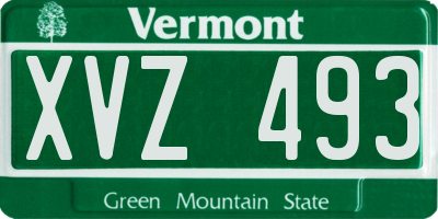 VT license plate XVZ493